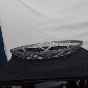 Metal Oval Wire Large‎ Pedestal Footed Centerpiece Basket Bowl Silver 23" x 11"